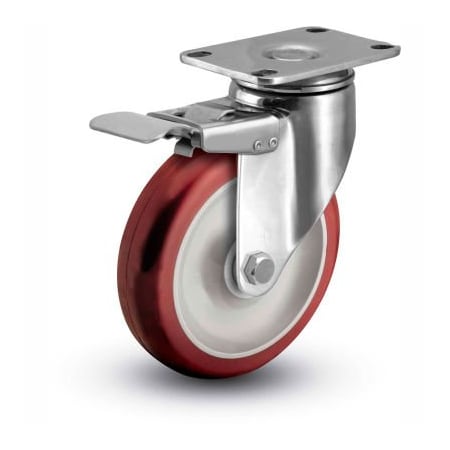 Colson 2 Series Swivel Plate Caster Polyurethane With Brake 4 Dia. 275 Lb. 2.04456.944 BRK4